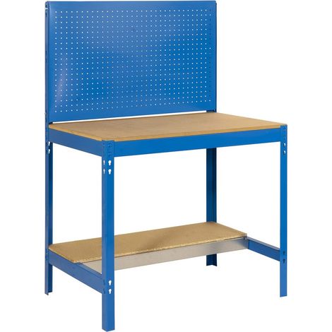 Banco tavolo da lavoro in metallo Simon Rack senza viti colore blu/legno 1445x1210x610 mm Made in Spain