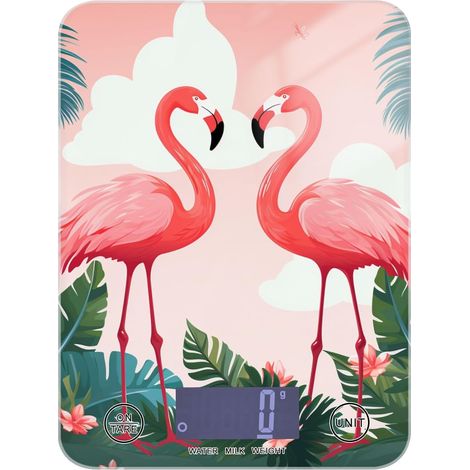 Jungle Flamants roses Peach Balance numérique étanche pour cuisine 5 (1/5)