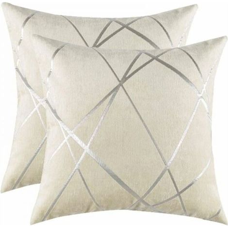 2PCS 45x45CM Ivory Luxury Velvet Throw Pillow Covers Case, Comfortable Accent Cushion Cover, Best Decorative Square Pillow Covers Sofa Couch Bed Sofa Set (1/5)
