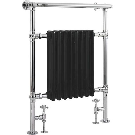 Milano Elizabeth Chrome and Black Heated Towel Rail Radiator - 960mm x 675mm (1/4)