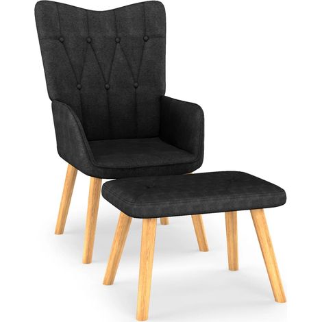 Chaise de relaxation,Chaise de Salon avec tabouret Noir Tissu BGT55983 (1/5)
