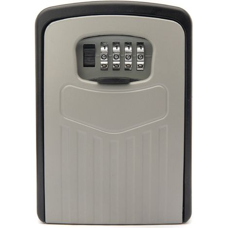 Cerradura de combinación de 4 dígitos, caja fuerte de pared grande, altura, anchura y profundidad 14,5 x 10,5 x 5 cm, negro/gris, aluminio (1/5)