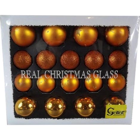 Set di 18 eleganti palline decorative in vetro arancione di varie forme e dimensioni. (1/2)