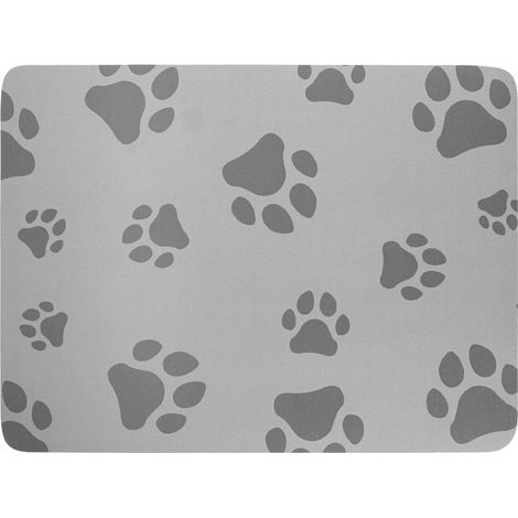 Tapis pour gamelle pour chat - 50 x 35 cm - Super absorbant - Gris - Silicone (1/5)
