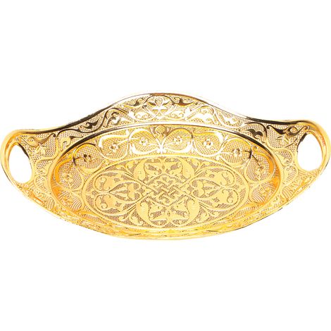 Fruit Tray Oval Peafowl Grain Auriculate Zinc Alloy Gifts for Birthdays New Years Anniversaries Parties (1/5)
