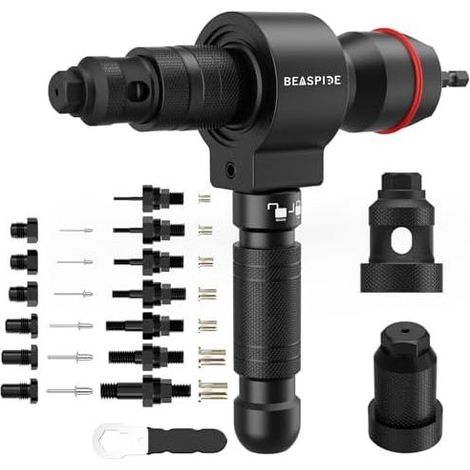 2-in-1-Nietmuttern-Set für Akkuschrauber und Bohrmaschinen, Blindnietzangen-Adapterset (2,4–6,4 mm), Muttern (M3–M12) – Nietmuttern-Befestigungsset (1/5)