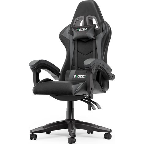 Chaise de bureau réglable - Dossier inclinable 155° - Support lombaire - Hauteur réglable 117-127 cm - Charge 136 kg - Siège cuir confortable - Gris