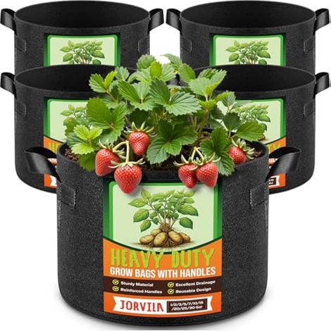 Jorvila Lot de 5 sacs de culture de 1 gallon Pots en tissu non tissé épais, sacs de culture de jardin avec poignées, 300 g (1/5)