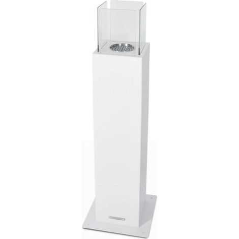 Dmora - Chimenea de bioetanol Dguazzin, Chimenea ecológica, Hogar sin humo, Calefactor de etanol, Made in Italy, 20x20 h110 cm, Blanco