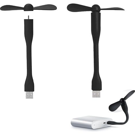 Mini Ventilateur USB,2 Pcs Flexible Power Bank Ventilateur,USB Portable,Portable Ventilateurs, Refroidissement Flexible,Bureau Silencieux pour Ordinateur Portable (1/4)