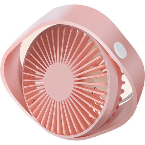 Ventilateur de bureau portable silencieux à trois vitesses, chargement USB, petit format, rose, idéal pour la maison, le bureau ou la chambre d'étudiant (1/5)