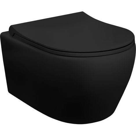 Spülrandloses Hänge WC Matt Schwarz Black WC Toilette Softclose Deckel NEU (1/3)