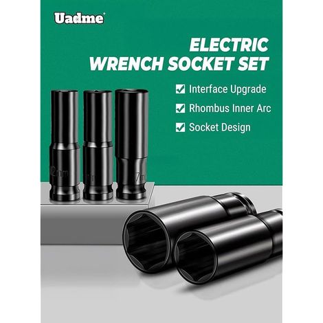 Douille a Choc 1/2, 10 Pièces 8-24mm Coffret Douille Longue, Jeu de Douilles à Chocs Profondes, pour Réparation de Voiture (1/5)