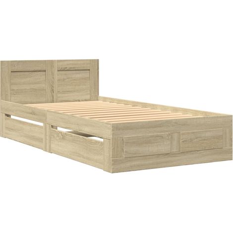 Bed Frame with Headboard without Mattress Sonoma Oak 90x190 cm Single vidaXL