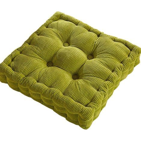 Galette de Chaise Double Épais Velours Côtelé Coussin de Chaise 40x40cm Carré-Vert