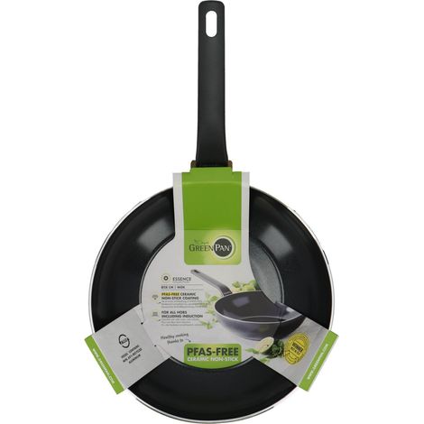 Wok 28 cm 3,69 L aluminium forgé, revêtement antiadhésif en céramique, sans PFAS, compatible induction, compatible four jusqu’à 160 °C, compatible lave-vaisselle (1/3)