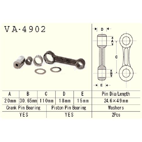 Biela Vesrah kawasaki JS 550 (550 SX) '82-'90 (A1,A2,A3,A4,A5,A6,A7,A8,B1) (moto acuática) PARA PEDIR (hecho en Japón)
