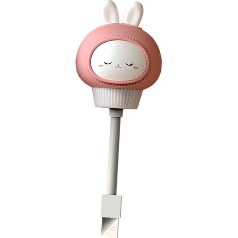 Veilleuse LED dessin animé USB avec un adorable animal en peluche, idéale pour la chambre ou la salle de bain, avec un lapin. (1/5)