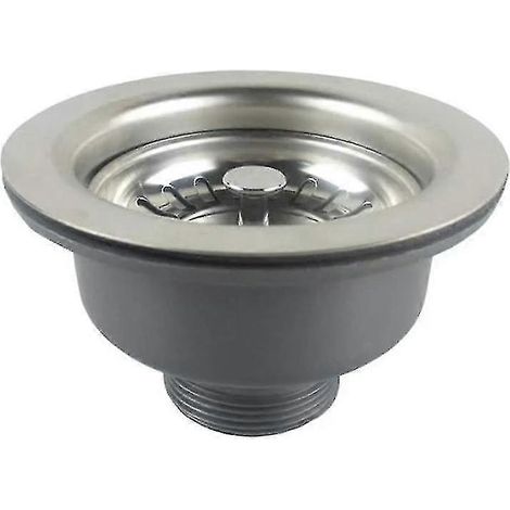 Bonde d'évier en acier inoxydable avec trop-plein de 110 mm (1"), acier inoxydable + ABS, bonde + crépine (1/5)