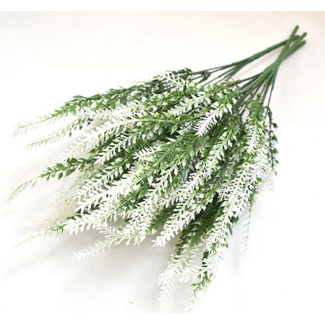 Fausses Fleurs de Lavande en Plastique Réalistes pour Décoration de Mariage et Célébration Blanche