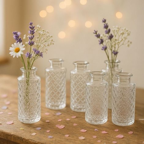 Dekorative mini glasvasen 6er set - strukturiertes design