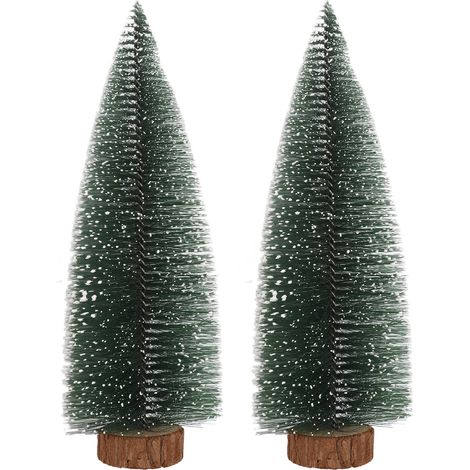 Lot de 2 mini sapins de Noël, décoration de scène de Noël pour la maison, le bureau ou la fenêtre, ornement en pin (1/5)
