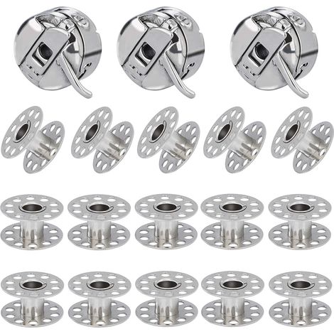 3 Pièces Boîte à Canette pour Machine à Coudre, 15 Pièces Bobine en Métal, Compatible pour Brother Machine à Coudre Domestique Standard (1/5)