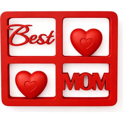 Cornice decorativa a forma di finestra con la scritta "Best Mom" in rosso (1/3)