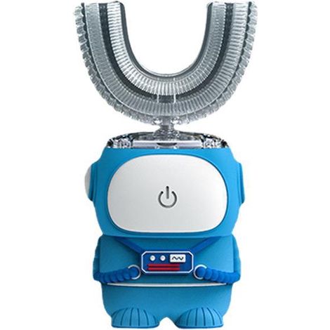 Spazzolino elettrico per bambini a forma di U, impermeabile IPX7, cinque modalità di pulizia, promemoria intelligente di 60 secondi (Blu, età 7-12) (1/5)