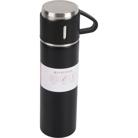 Gourde Isotherme en Acier Inoxydable 500ml, Bouteille Thermos Portable pour Randonnée et Sport - Noir (1/5)