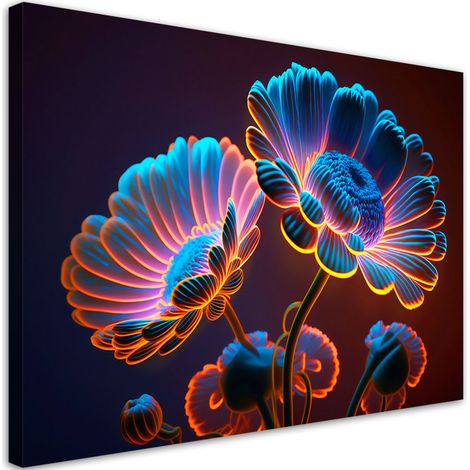 Tableau sur toile Tableau sur toile Fleurs néon 60x40 (1/5)