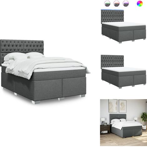 Sommier à lattes de lit avec matelas Gris foncé 160x200cm Tissu - Sommier À Lattes De Lit - Sommiers À Lattes De Lit - Lit - Meuble De Chambre À Coucher (1/5)