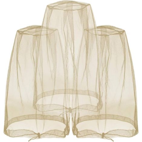 3 Stück Insektennetz für Kopf und Gesicht, Mücken für Outdoor-Aktivitäten, mit Aufbewahrungsbeutel, Khaki (1/5)