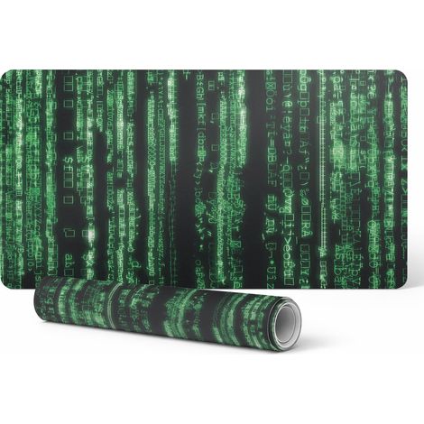 Alfombrilla de escritorio de vinilo con elegante c贸digo digital impreso, 90x45 cm.