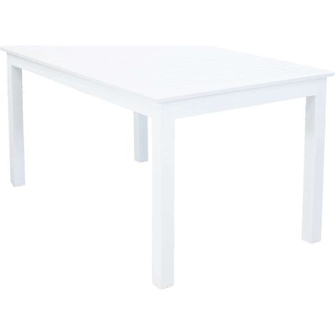 Tavolo estensibile 150/210 cm da esterno con struttura in alluminio e piano effetto doghe Eracle - White (1/4)