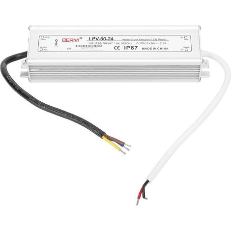 BERM Wasserdichtes Netzteil aus Aluminiumlegierung mit Schalter, Transformator und Treiber, DC24V 60W LPV‑60‑24