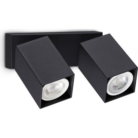 Ideal Lux DYNAMITE Spot double carré noir pour plafond, 2 x GU10