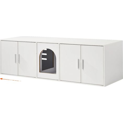 Enclos pour bac à litière, design multifonctionnel, construction robuste, 57.9 en blanc (1/2)