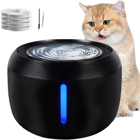 Fountain à Eau pour Cat,2,5L Fontaine à Eau pour Chat Ultra Silencieuse Distributeur Eau,avec Filtre à Charbon Actif et Pompe Intelligente,6 cœurs