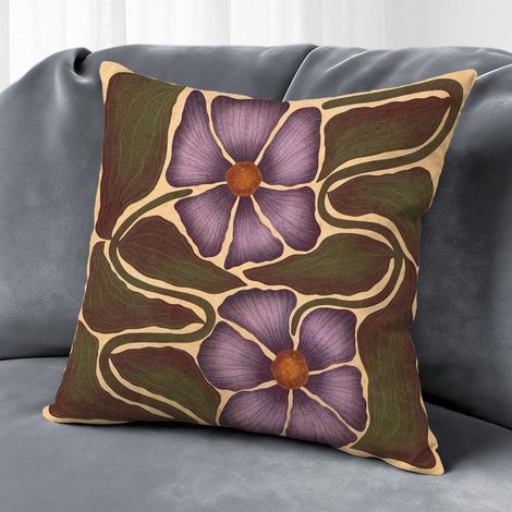 Housse de coussin fleurs naturelles, décoration maison style rustique,40×40cm (1/5)
