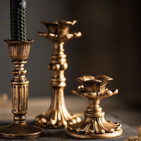 [JAMAIS UTILISÉ]Bougeoir en résine rétro Vintage, bougeoirs pour bougies, fleurs Europe or, décoration de mariage, décoration de Table (1/5)