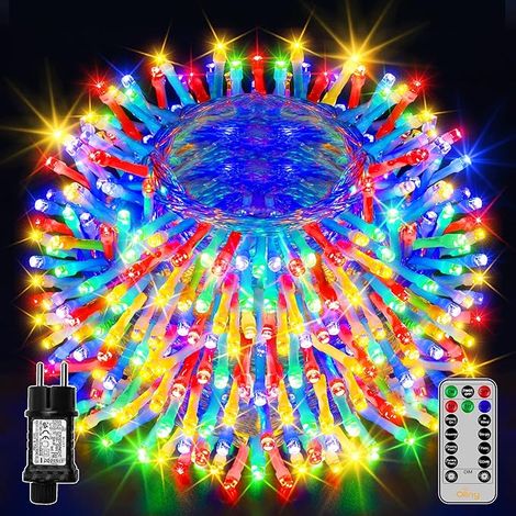 Guirlande Lumineuse Exterieure, 50m 400 LEDs Guirlande Guinguette Intérieur, 8 Modes avec Télécommande Idéale pour le Balcon, Chambres, Jardin, Terrasse, Cour, Maison, Mariage, Fête,Couleur (1/5)