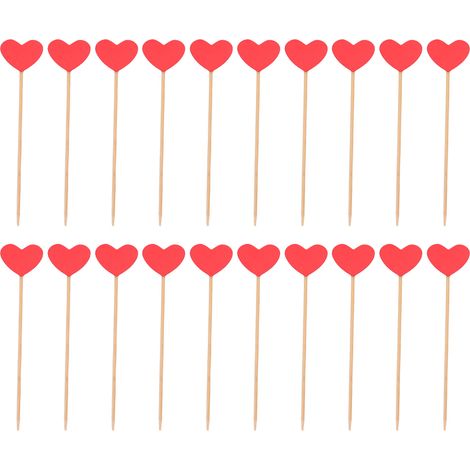 20 brochettes en peuplier rouge alimentaire durables mignonnes DIY décoration Pâques anniversaire mariage (1/5)
