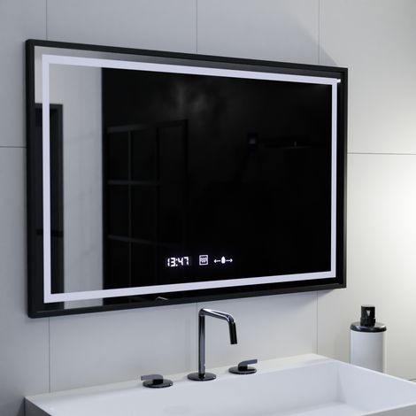 Miroir LED Rectangulaire 120x80 Desembuage Thermometre Gradable (1/5)