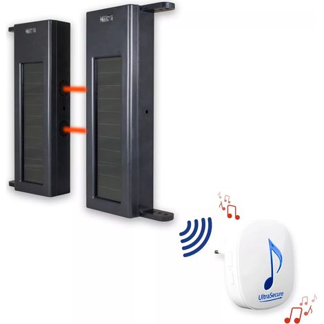 Ultra Secure – Kit barrières infrarouges solaires 1B-60 – Alerte passage sans fil 600m – Technologie double faisceaux – Autonomes et résistantes IP66 (1/5)