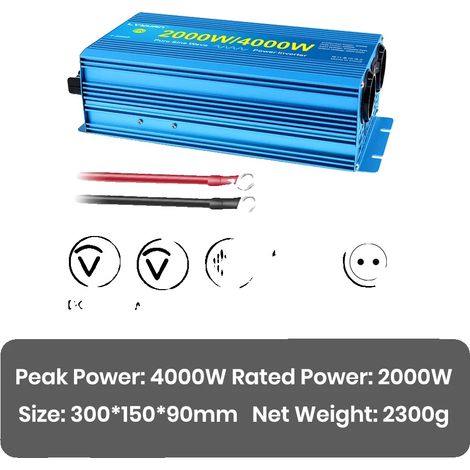 Inverter a onda sinusoidale pura per camper e campeggio, 24V blu (1/2)