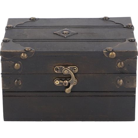 Coffret à bijoux rétro vintage en bois, boîte de rangement pour trésors, organisateur, coffret à bibelots pour filles et femmes, gris (1/5)