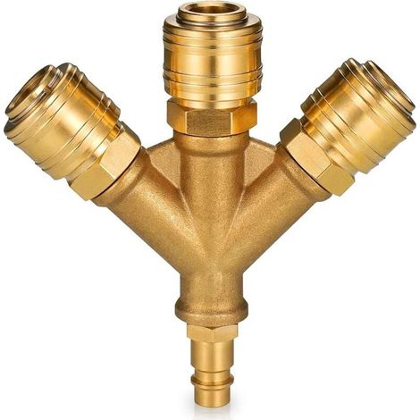 Répartiteur d'air comprimé à 3 voies avec raccords, 1/4", répartiteur d'air, 3 répartiteurs d'air comprimé avec filetage extérieur (1/4)