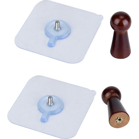 Crochet Mural En Bois - Forme Ronde Couleur Noyer - Pour Vêtements Et Chapeaux - Salon Chambre Couloir - Lot De 2 (1/5)