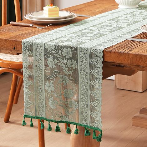 1 pièce - Nappes - Runner de table en dentelle -30X260cm - Dentelle & Tassels - Décoration de table pour table à manger ou table à (1/5)
